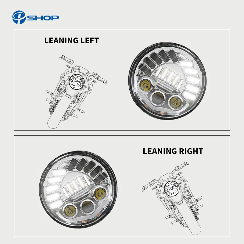 Фото Для мотора Touring 7 "дюймовый круглый светодиодный проектор фары + DRL желтый сигнал