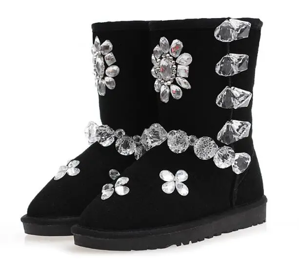 New arrival women snow boots Black warm women's shoes Handmade rhinestone flats shoes flower ankle boots shoes stiefeln damen
New arrival women snow boots Black warm women's shoes Handmade rhinestone flats shoes flower ankle boots shoes stiefeln damen