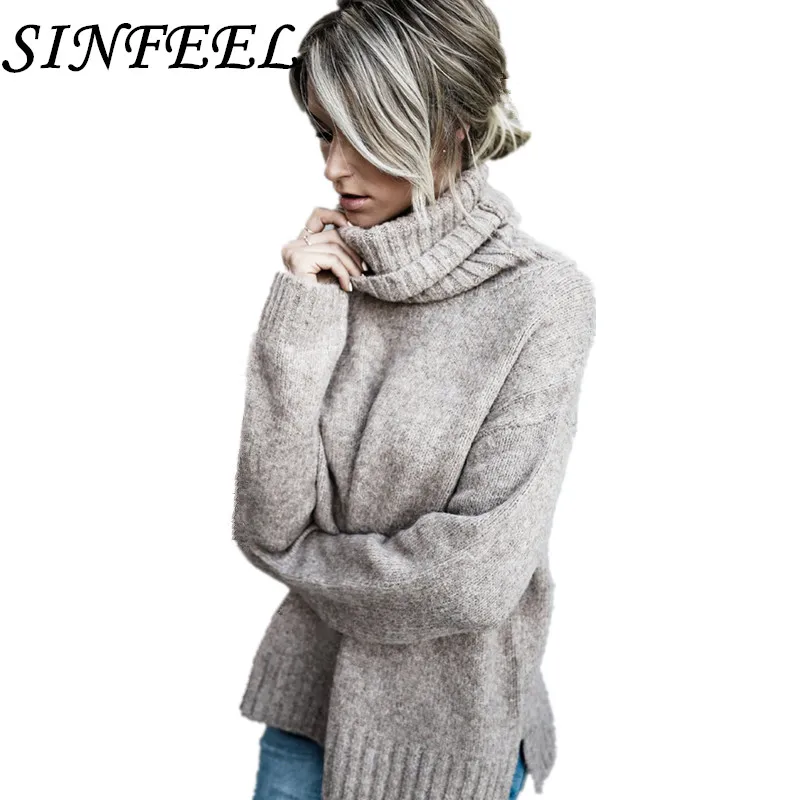 SINFEEL 2018 брендовый Модный осенне зимний теплый свитер водолазка с длинным рукавом