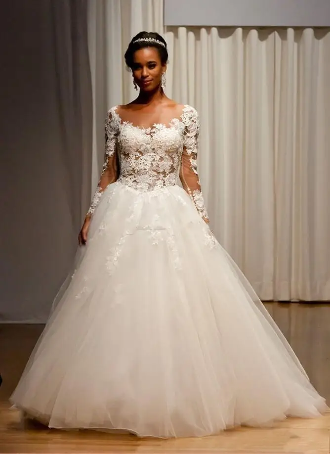 Sexy See Through Lace Long Sleeves Wedding Dresses 2021 Sweep Train Backless Appliques Illusion Bridal Gowns
Sexy See Through Lace Long Sleeves Wedding Dresses 2021 Sweep Train Backless Appliques Illusion Bridal Gowns