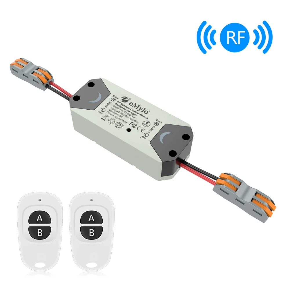 eMylo Wireless RF Relay Module Switch 90-250V 1000W 1 Channel RF Remote Control Switch 433Mhz with Two Transmitters
eMylo Wireless RF Relay Module Switch 90-250V 1000W 1 Channel RF Remote Control Switch 433Mhz with Two Transmitters