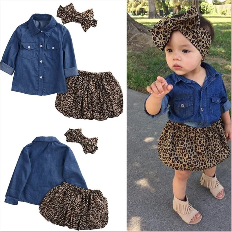 Kids Baby Girls summer clothes set 3pcs suit cowboy shirt Tops and leopard print skirt children's clothing sets
Kids Baby Girls summer clothes set 3pcs suit cowboy shirt Tops and leopard print skirt children's clothing sets