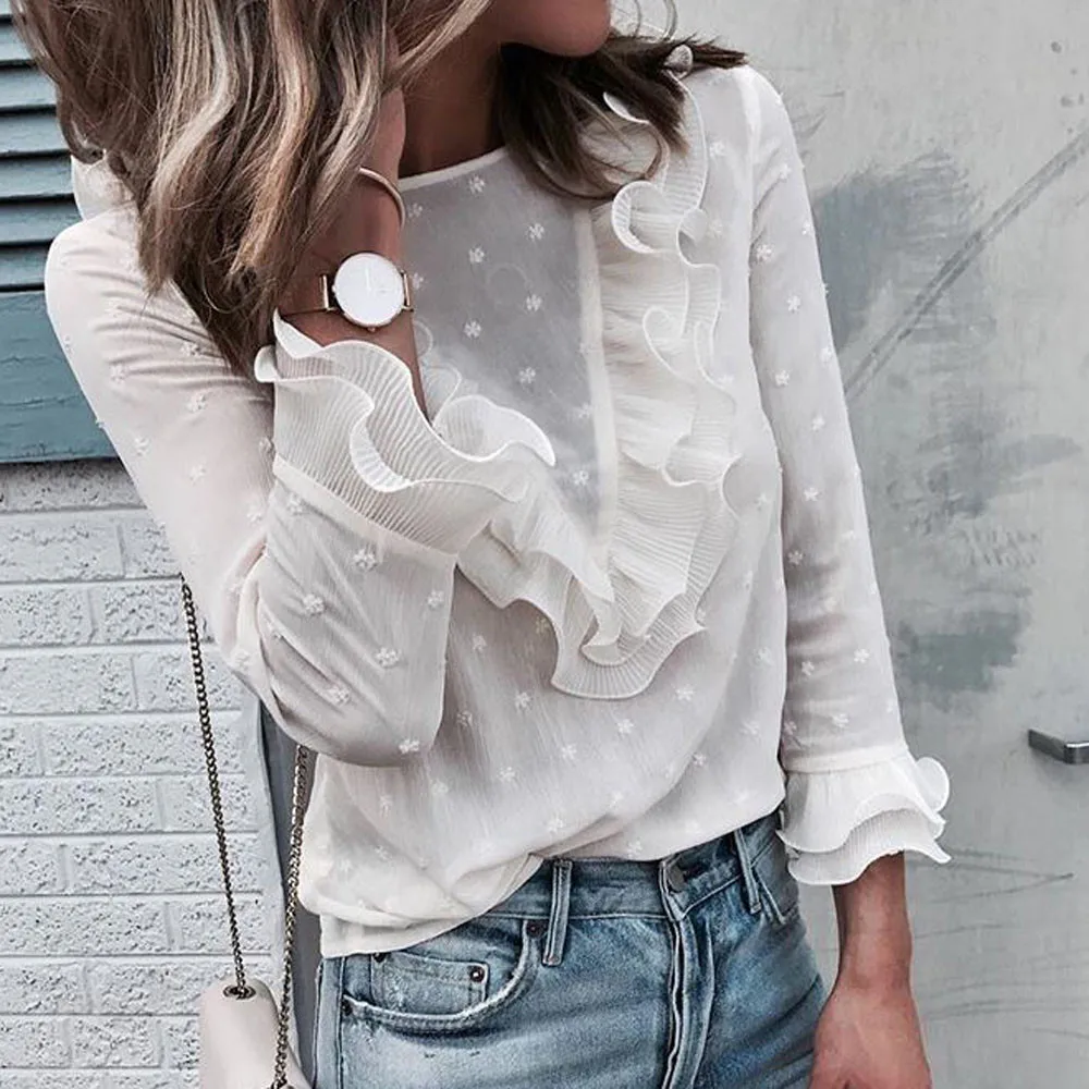 Women Ladies Casual Lace Polka Dot O Neck Long Sleeve Tops Blouse fashion blusas femininas de ver o 2022 winter blusas de mujer
Women Ladies Casual Lace Polka Dot O Neck Long Sleeve Tops Blouse fashion blusas femininas de ver o 2022 winter blusas de mujer