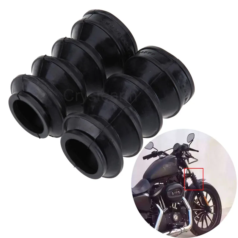 

1 Pair Motorcycle Black 39mm Rubber Fork Cover Gaiters Gators Boots For Harley Sportster 1200 XL883