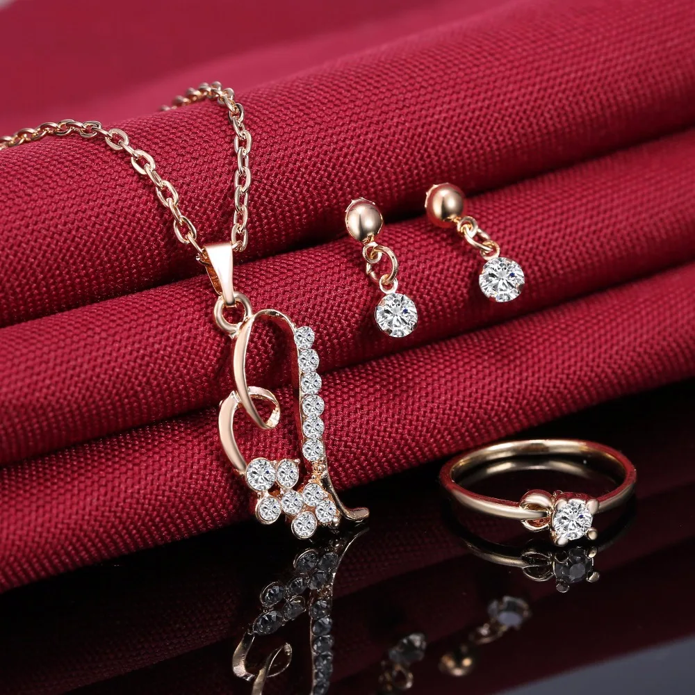 RINHOO 2021 Романтический сердечный кулон ожерелья комплект ювелирных изделий