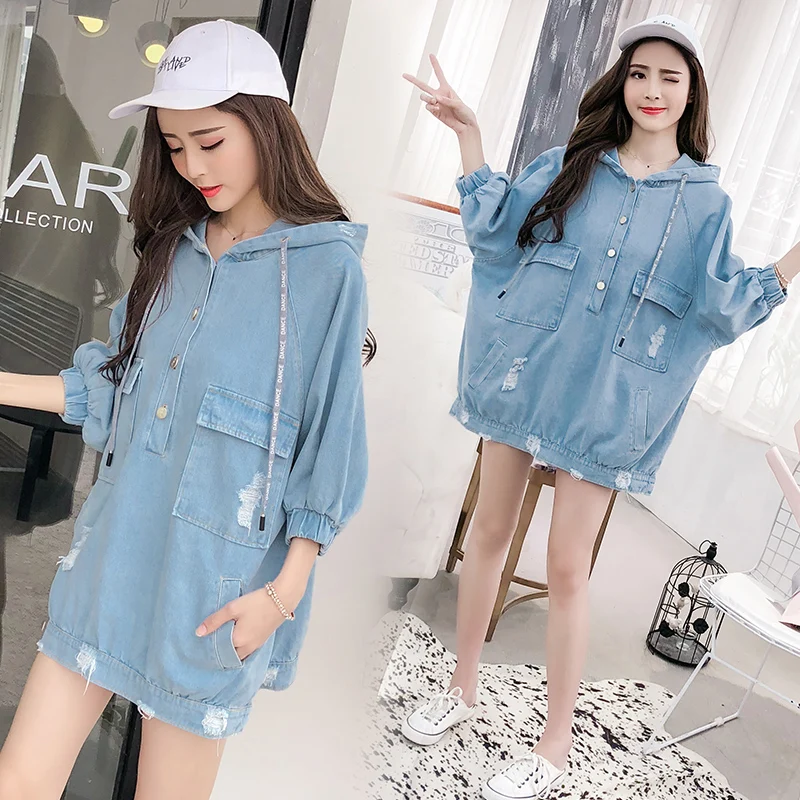 Women Hoodies Dress 2018 Spring Autumn Seven Sleeve Batwing Tops Harajuku Hooded Oversized Hoodie Ripped Denim Jeans Sweatshirt
Women Hoodies Dress 2018 Spring Autumn Seven Sleeve Batwing Tops Harajuku Hooded Oversized Hoodie Ripped Denim Jeans Sweatshirt