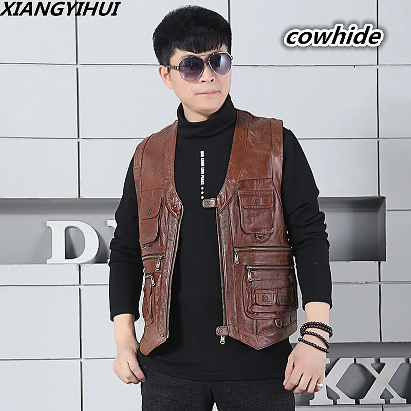 Brand Genuine Cow Leather Vest Mens Photography Vest With Many Pockets Brown Motorcycle Jacket Male Waistcoat
Brand Genuine Cow Leather Vest Mens Photography Vest With Many Pockets Brown Motorcycle Jacket Male Waistcoat