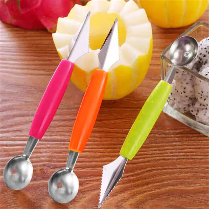 Лопатка для дыни из нержавеющей стали и пластика|melon baller|spoon carvingmelon tool |