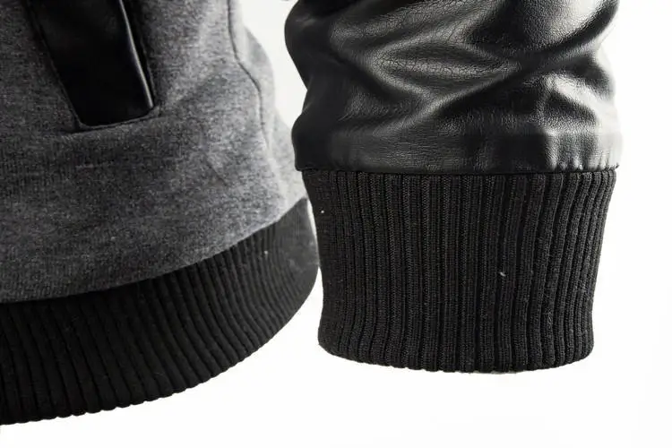 2018 New style Men Fashion Single Breasted Jacket Men Patchwork PU Leather Design Hoodies Sportswear men Baseball Outwear Hoodie
2018 New style Men Fashion Single Breasted Jacket Men Patchwork PU Leather Design Hoodies Sportswear men Baseball Outwear Hoodie