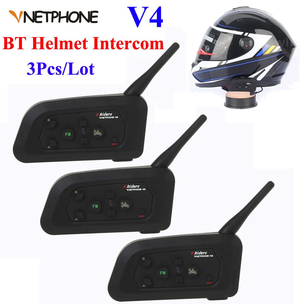 Мотоциклетная Bluetooth гарнитура для шлема 1200M V4 3 шт.|intercom headphone|bt interphonemotorcycle bluetooth |