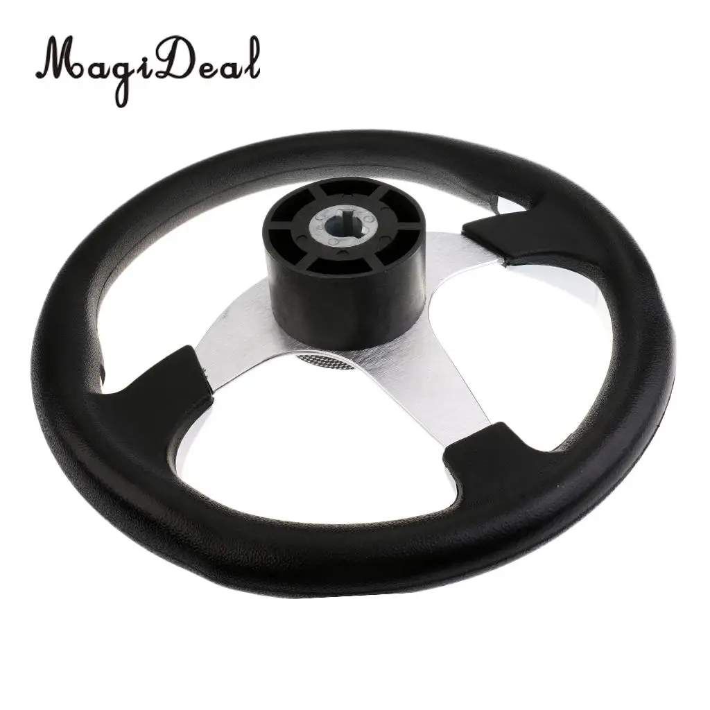MagiDeal 340mm Aluminum Alloy 3 Spoke 3/4' Marine Boat Steering Wheel With Center Cap for Vessels Yacht Pontoon Supplies | Спорт и