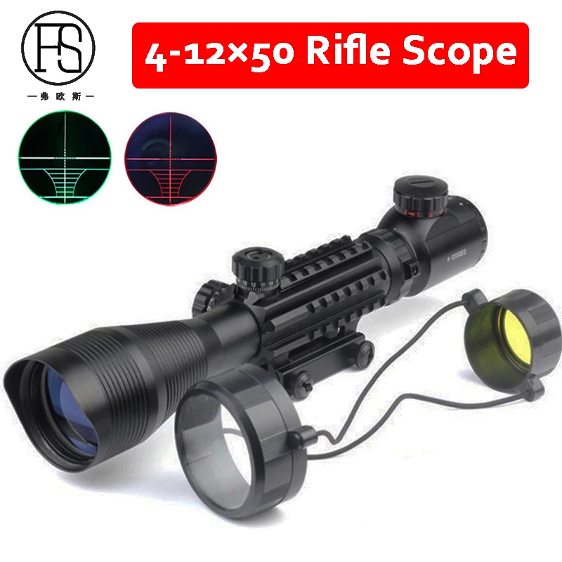 Tactical 4-12X50EG Hunting Optics Riflescope Red And Green Illuminated Fiber Sight Scope 20mm Rail Use
Tactical 4-12X50EG Hunting Optics Riflescope Red And Green Illuminated Fiber Sight Scope 20mm Rail Use