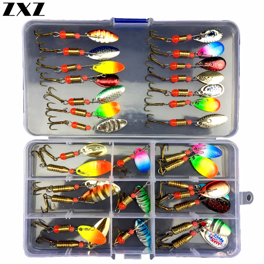 30pcs/box Mixed Fishing Lures Spinners Spoon Trout Bait Set Metal Lure Kit Sequins Lures Treble Hooks Fishing Tackle Hard Baits
30pcs/box Mixed Fishing Lures Spinners Spoon Trout Bait Set Metal Lure Kit Sequins Lures Treble Hooks Fishing Tackle Hard Baits