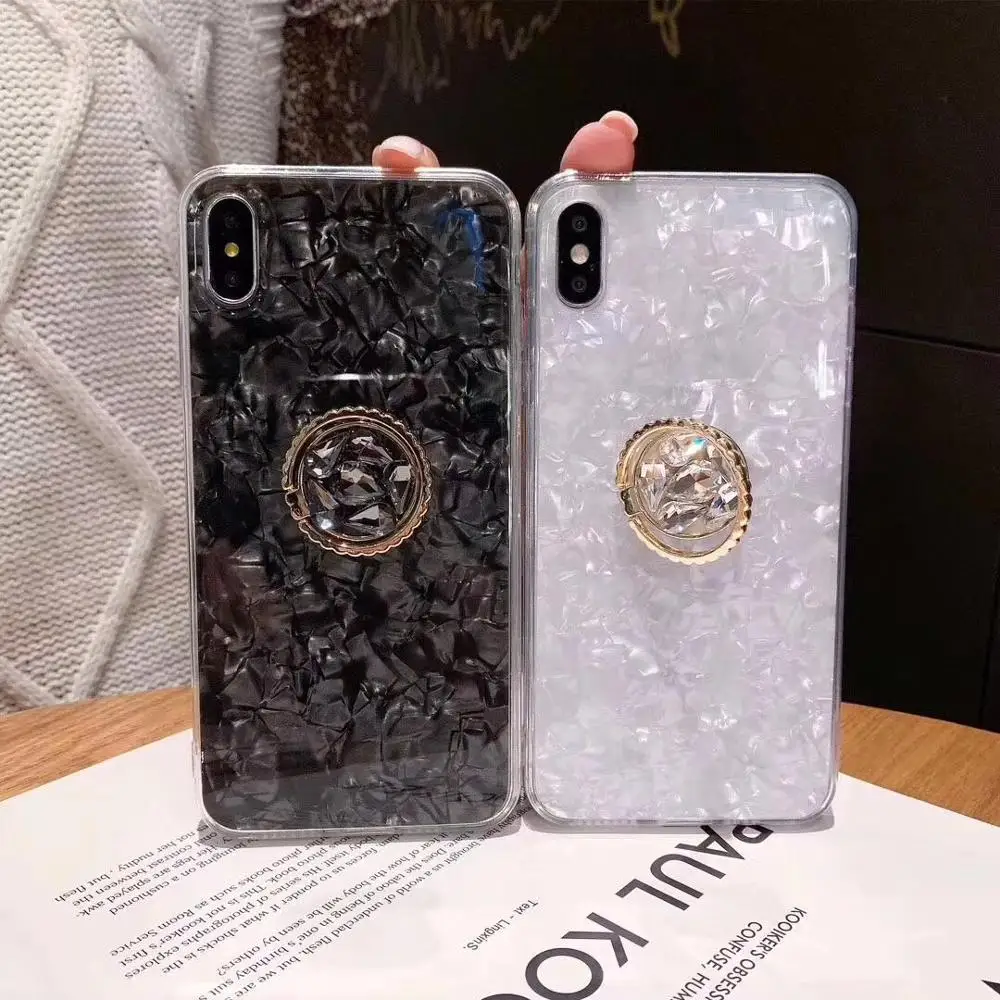 Cases For iPhone 11 Pro Max Xr X Xs Cover Luxury Girly Marble Glitter Diamond Ring Stand Case 6 6S 7 8 Plus | Мобильные телефоны и