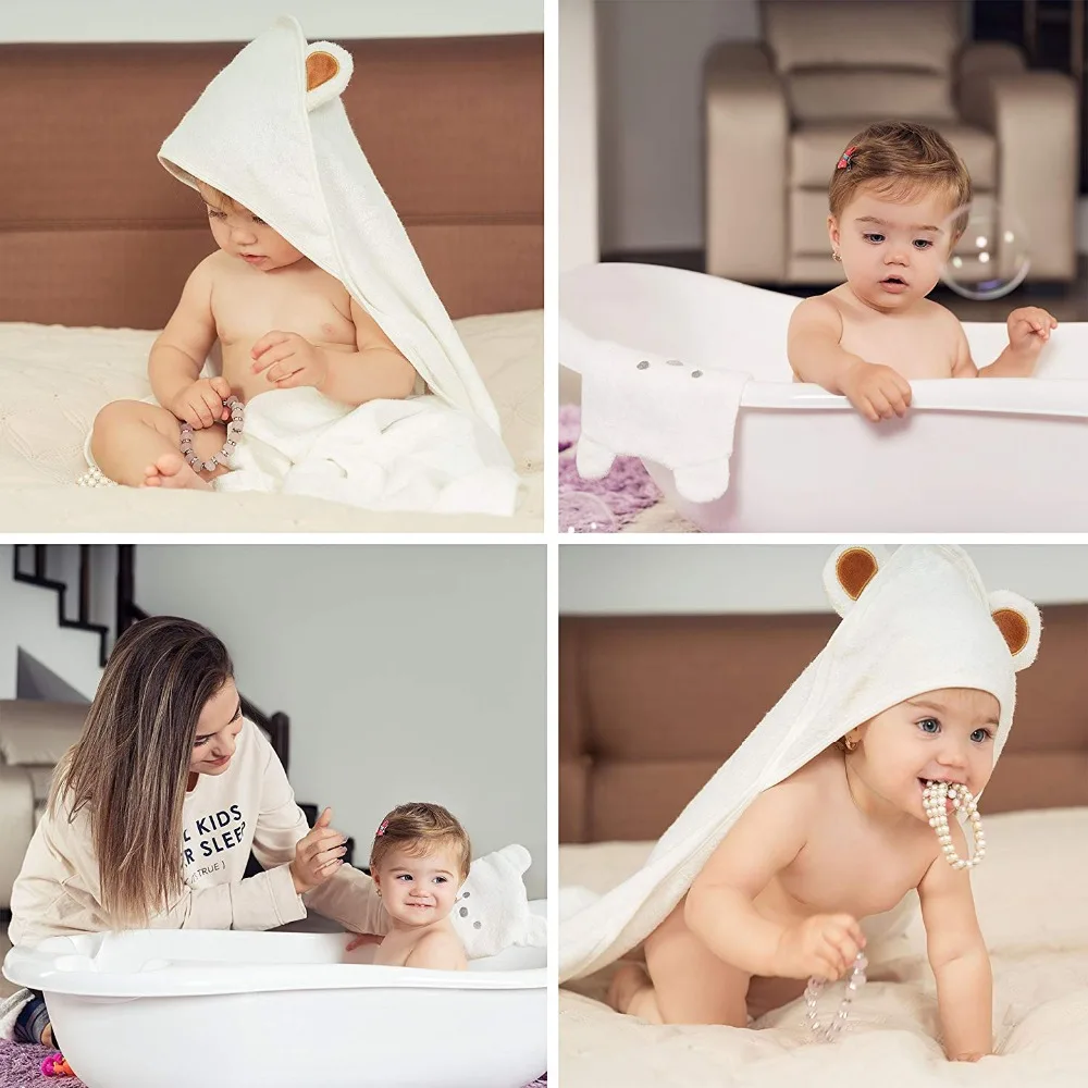 Premium Baby Hooded Towels and Washcloth Set - Organic Bamboo Hooded Baby Towel Extra Soft and Thick Baby Newborn Bath Towel
Premium Baby Hooded Towels and Washcloth Set - Organic Bamboo Hooded Baby Towel Extra Soft and Thick Baby Newborn Bath Towel