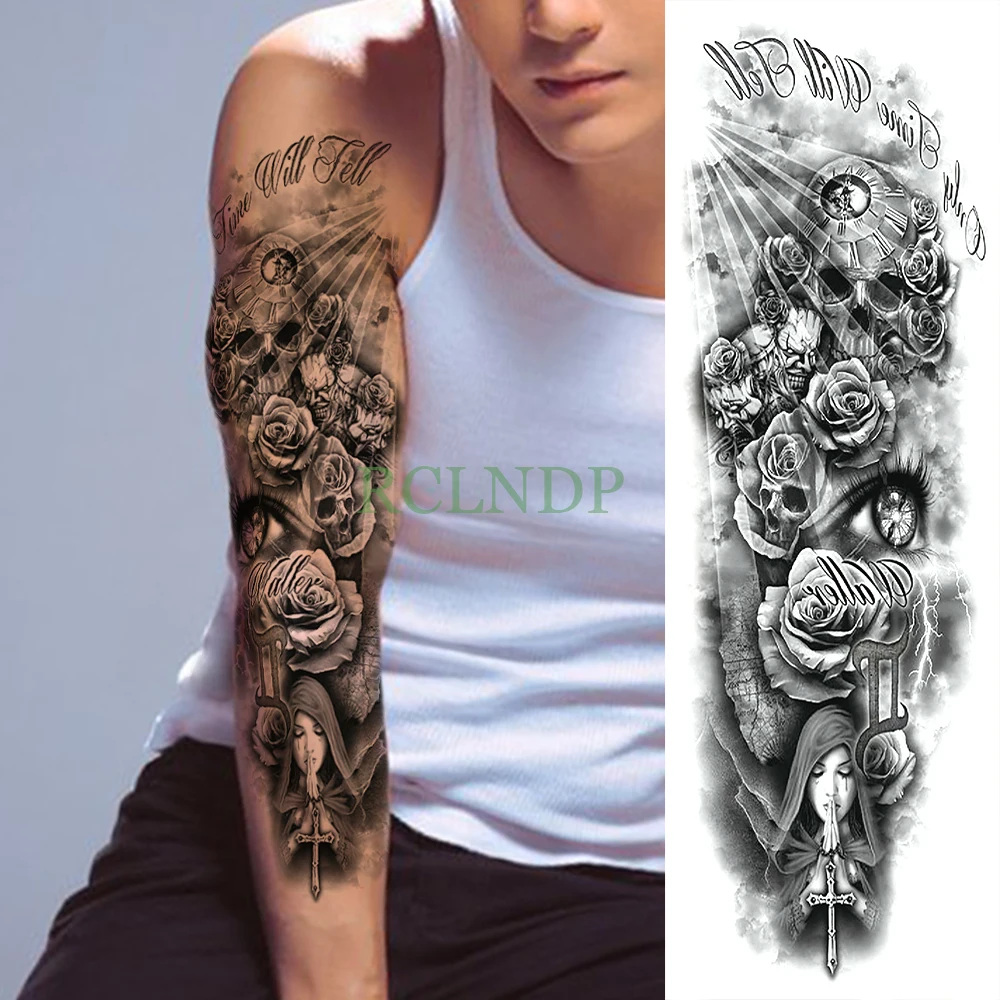 Waterproof Temporary Tattoo Sticker Skull Rose Cross Pray full arm large size fake tatto flash tatoo sleeve for men women girl
Waterproof Temporary Tattoo Sticker Skull Rose Cross Pray full arm large size fake tatto flash tatoo sleeve for men women girl