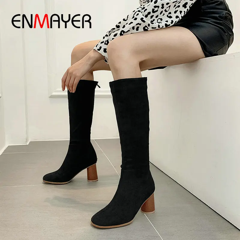 ENMAYER 2019 Women Boots Zip Knee-High Round Toe Fashion Faux Suede Slim Boots Winter Shoes Square Heel Riding Boots Size 34-43
ENMAYER 2019 Women Boots Zip Knee-High Round Toe Fashion Faux Suede Slim Boots Winter Shoes Square Heel Riding Boots Size 34-43