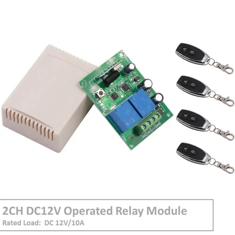 RF Switch Remote Control DC 12V 2 Gang Relay Receiver and 1527 learning code Transmitter For LED Light Electric Device Control
RF Switch Remote Control DC 12V 2 Gang Relay Receiver and 1527 learning code Transmitter For LED Light Electric Device Control