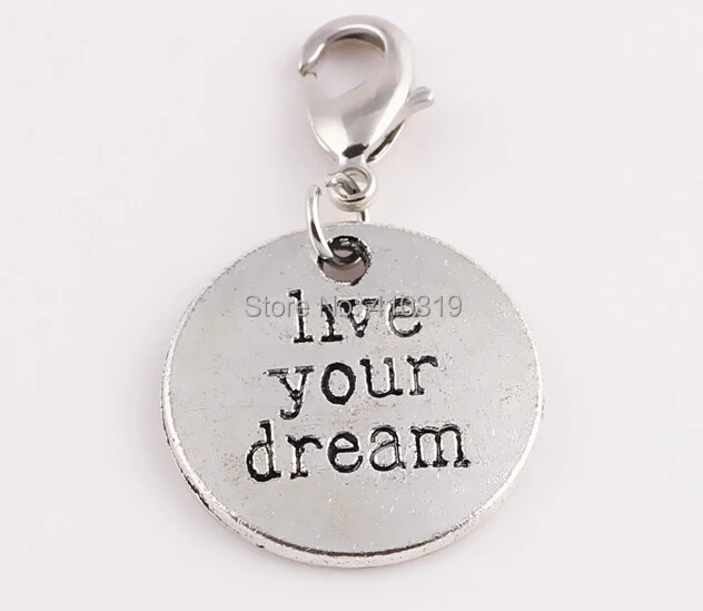 20pcs/lot "live your dream" tag Floating Pendant Charms with Lobster clasp For Magnetic Memory Locket Jewelrys
20pcs/lot "live your dream" tag Floating Pendant Charms with Lobster clasp For Magnetic Memory Locket Jewelrys