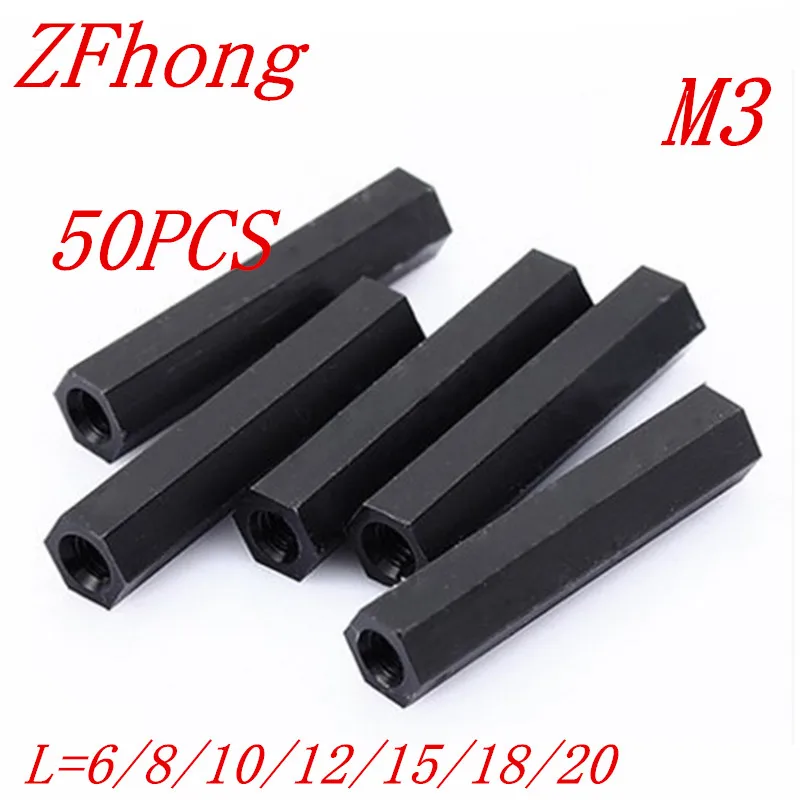 50pcs M3*5/6/8/10/12/15/18/20 Black plastic Pc female to female hex nylon standoff spacer
50pcs M3*5/6/8/10/12/15/18/20 Black plastic Pc female to female hex nylon standoff spacer