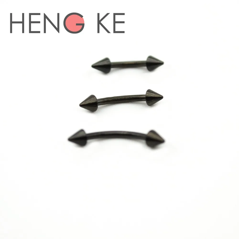 HENGKE Black Titanium Anodized Eyebrow Ring Lip Tragus Labret STEEL CURVE BAR PIERCING JEWELRY 2.5mm Cone | Украшения и