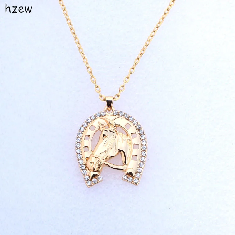 

hzew fashion Crystal Horseshoe Necklace Horse Brand Necklaces Women's Fashion Jewelry gift pendant Necklace