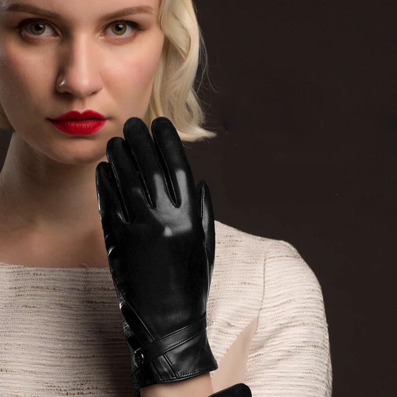 Black Genuine Leather Gloves Fashion Women Sheepskin Gloves Thermal Winter Velvet Lining Finger Driving Glove NW787-5
Black Genuine Leather Gloves Fashion Women Sheepskin Gloves Thermal Winter Velvet Lining Finger Driving Glove NW787-5