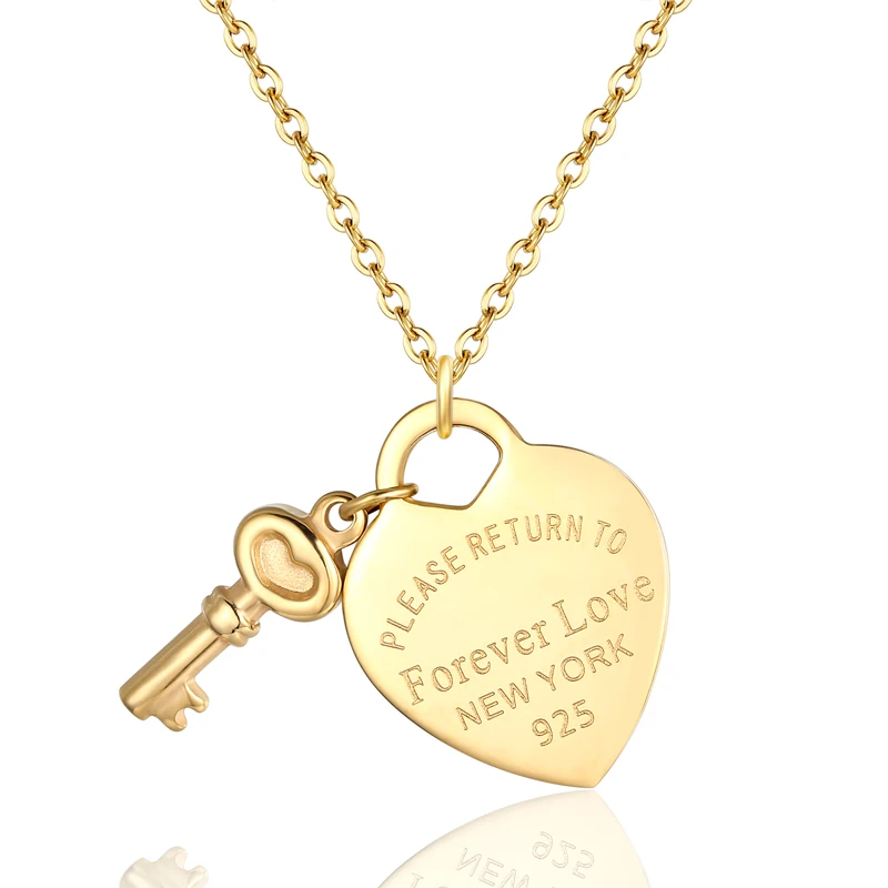 New Arrival Key And Forever Love Big Heart Necklace Pendant Stainless Steel High Quality Gold Colour Jewelry For Women Love Gift
New Arrival Key And Forever Love Big Heart Necklace Pendant Stainless Steel High Quality Gold Colour Jewelry For Women Love Gift