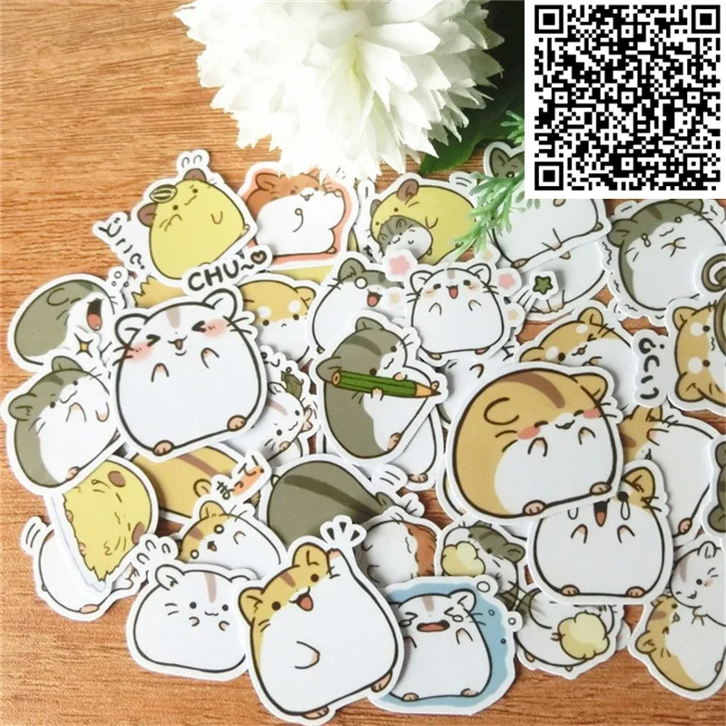 40 pcs Sprout hamster expression Diy Sticker For Skateboard Luggage Phone Styling Home Toy cartoon Waterproof Stickers | Дом и сад