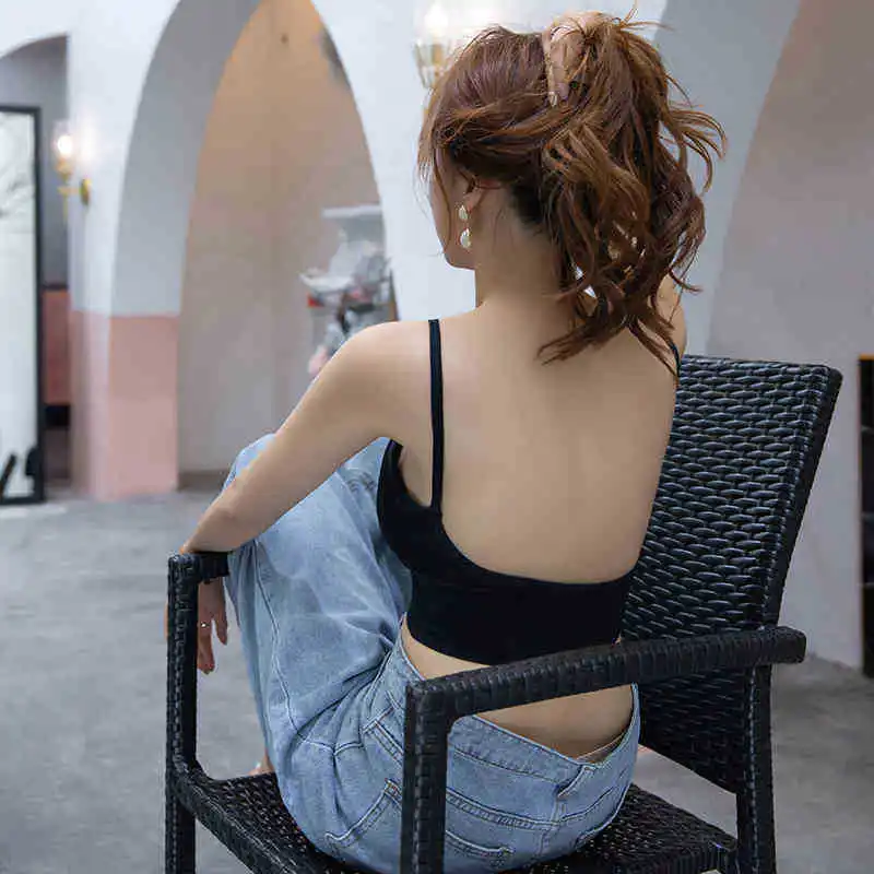 Fashion U-shaped beauty back sexy vest with chest pad bra girl backless wild bottom wearing knit women tank top harajuku
Fashion U-shaped beauty back sexy vest with chest pad bra girl backless wild bottom wearing knit women tank top harajuku