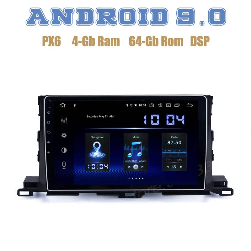 Автомобильный проигрыватель с радио и GPS 10 2 "IPS PX6 Android 9 0 для Toyota high Lander 2015 2018 DSP 4 +