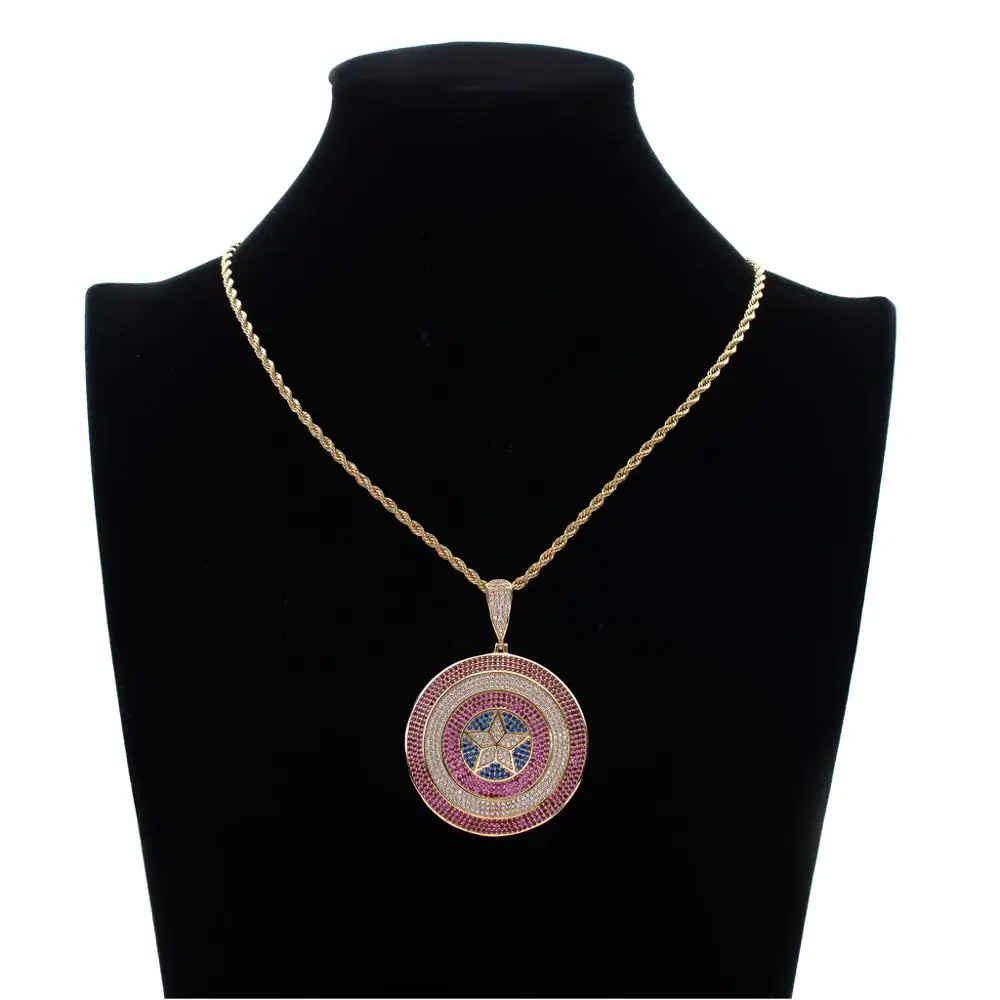 MATHALLA Bling Iced Out Captain America Shield Necklace & Pendant With AAA Cubic Zircon Gold Men's Women Hip hop Rock Jewelry
MATHALLA Bling Iced Out Captain America Shield Necklace & Pendant With AAA Cubic Zircon Gold Men's Women Hip hop Rock Jewelry
