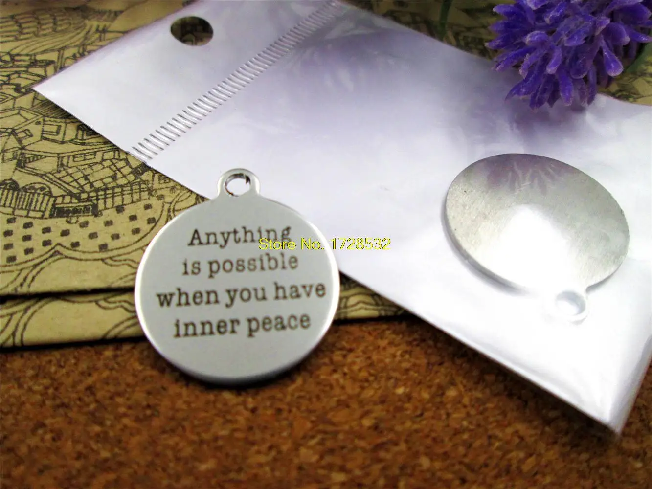 20pcs--20mm stainless steel circle round "anything is possible when you have inne peace "one side DIY Charms Pendants
20pcs--20mm stainless steel circle round "anything is possible when you have inne peace "one side DIY Charms Pendants