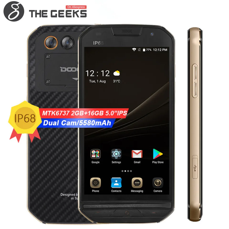 DOOGEE S30 IP68 Водонепроницаемый 2 ГБ Оперативная память 16 Встроенная 5580 мАч боковой