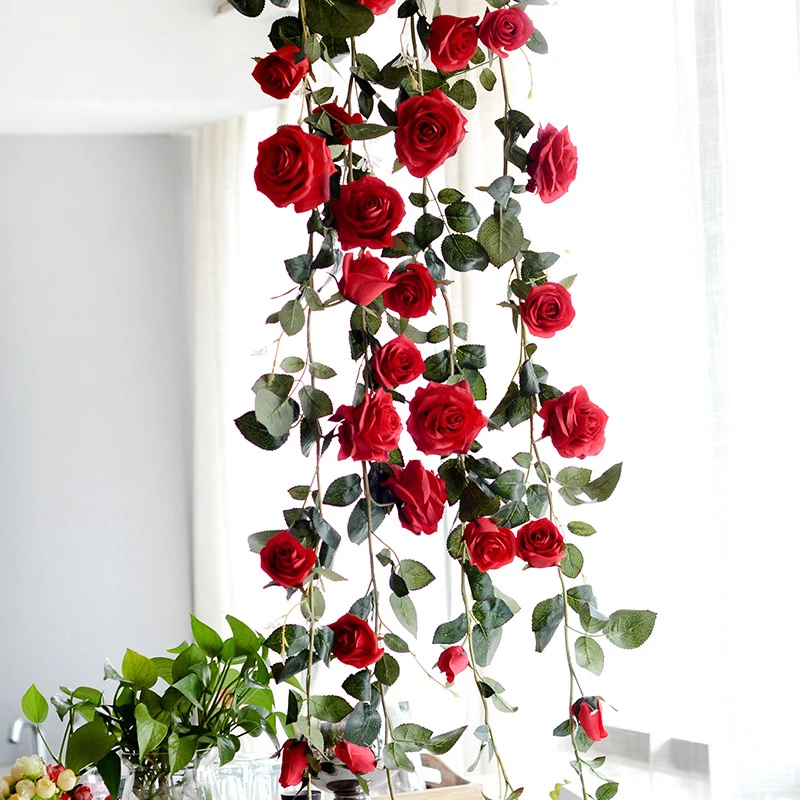 Artificial Rose Flower Vine Wedding Party Decor Real Touch Silk Flowers String With Green Leaves Home Hanging Garland Decoration
Artificial Rose Flower Vine Wedding Party Decor Real Touch Silk Flowers String With Green Leaves Home Hanging Garland Decoration