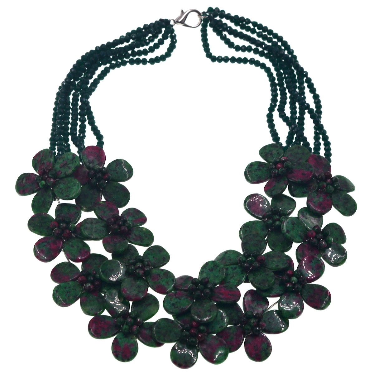 2018 продается как горячий натуральный камень Zoisite Bead Flower Чокер Ожерелье Свадебные