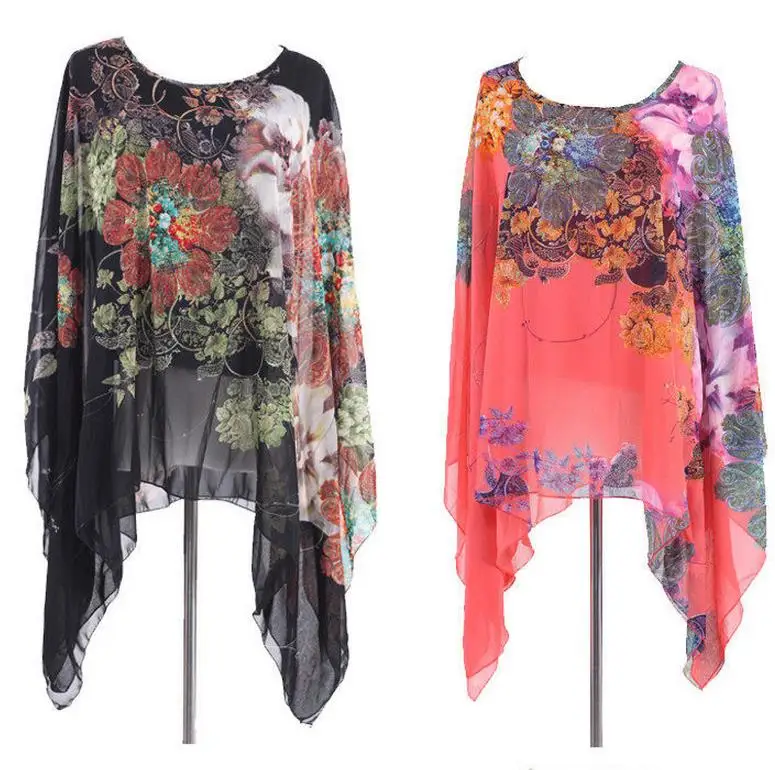 Summer fashion women blouse Batwing sleeve chiffon blouses shirts Floral print Plus size blouse Loose casual top clothing
Summer fashion women blouse Batwing sleeve chiffon blouses shirts Floral print Plus size blouse Loose casual top clothing