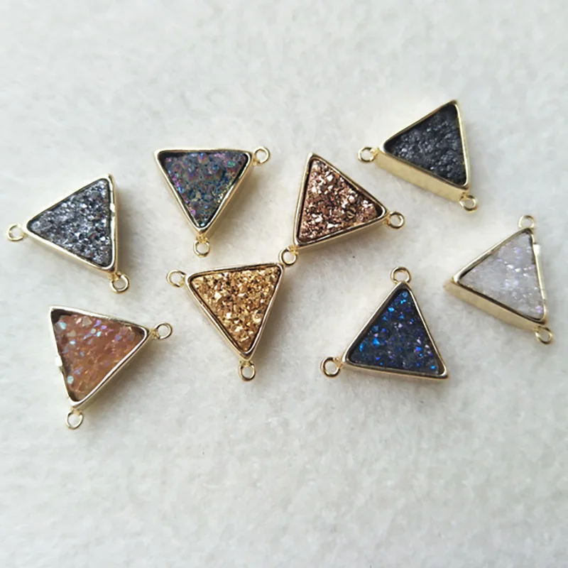 10pcs Gold color triangle stone Druzy Geode Pendant Connector Double Bail DIY Making Bracelet necklace Jewelry CT141
10pcs Gold color triangle stone Druzy Geode Pendant Connector Double Bail DIY Making Bracelet necklace Jewelry CT141