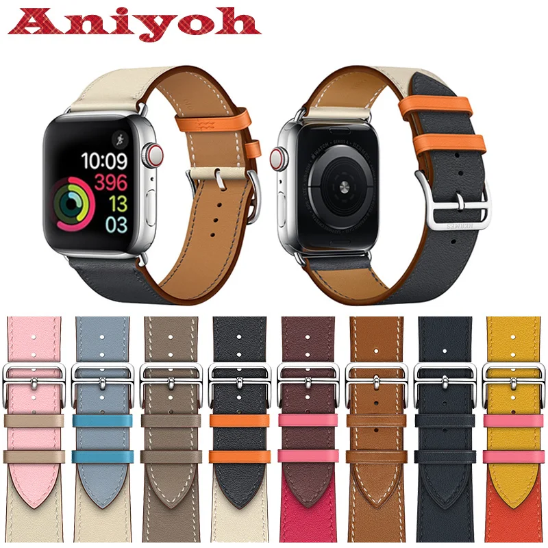 Aniyoh натуральный кожаный полосатый ремешок для Apple Watch 38 мм 40 серии 4 3 2 1