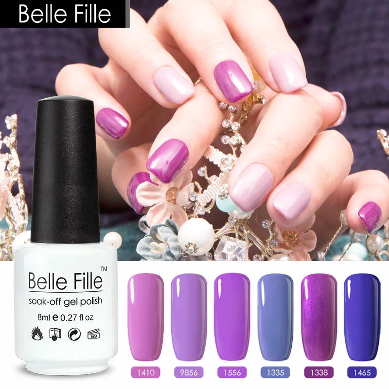 Belle Fille 8 мл фиолетовый УФ гель лак для ногтей отмачиваемый Vernis Nail Art