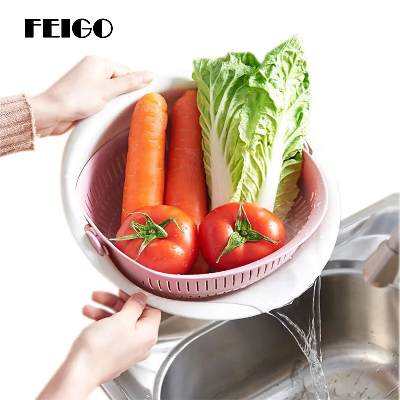 FEIGO Kitchen Strainer Double Drain Layer Basket Drip Basin Fruit Vegetable Cleaning Filter Storage Basket Kitchen Gadgets F678
FEIGO Kitchen Strainer Double Drain Layer Basket Drip Basin Fruit Vegetable Cleaning Filter Storage Basket Kitchen Gadgets F678