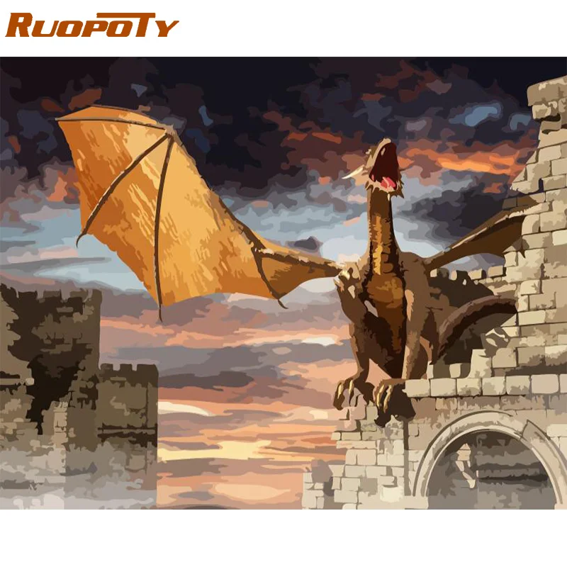 Ruopoty рамка Лебедь животные DIY картина по номерам Настенная акриловая холст для