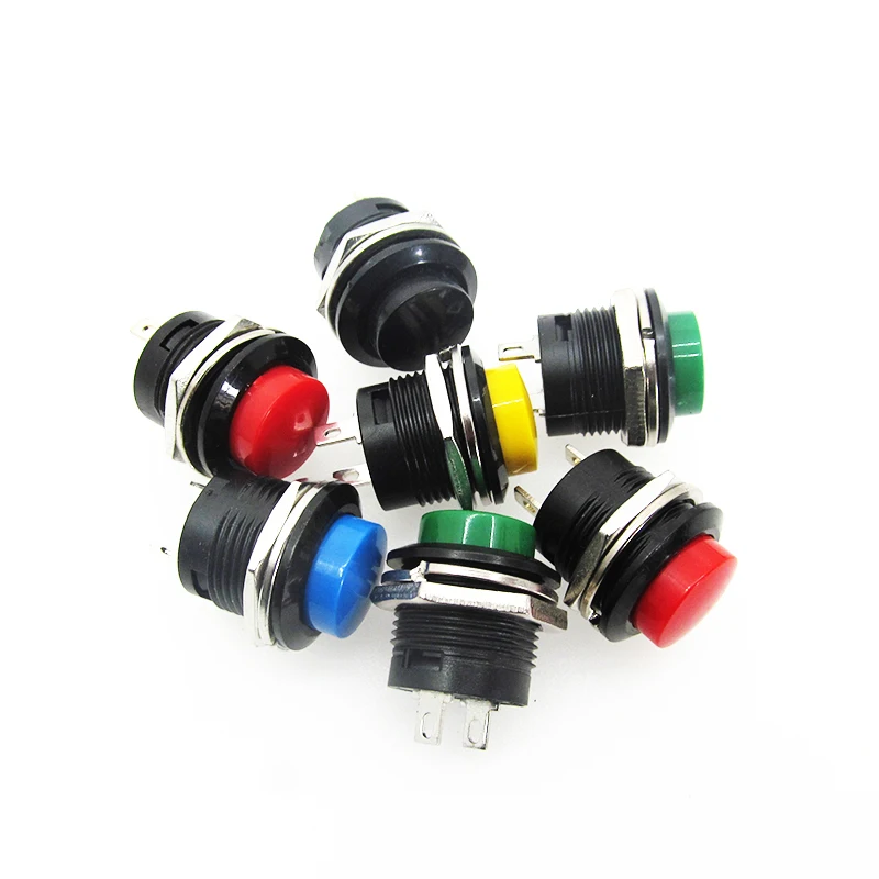 5 шт./лот R13-507 кнопка 16 мм 2PIN круглый без блокировки самосброс переключатель |