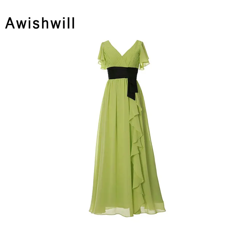 Real Picture V-neck Floor Length Ruched Chiffon With Belt Short Sleeve Wedding Party Dress Bridesmaid Dresses Long Olive Green
Real Picture V-neck Floor Length Ruched Chiffon With Belt Short Sleeve Wedding Party Dress Bridesmaid Dresses Long Olive Green