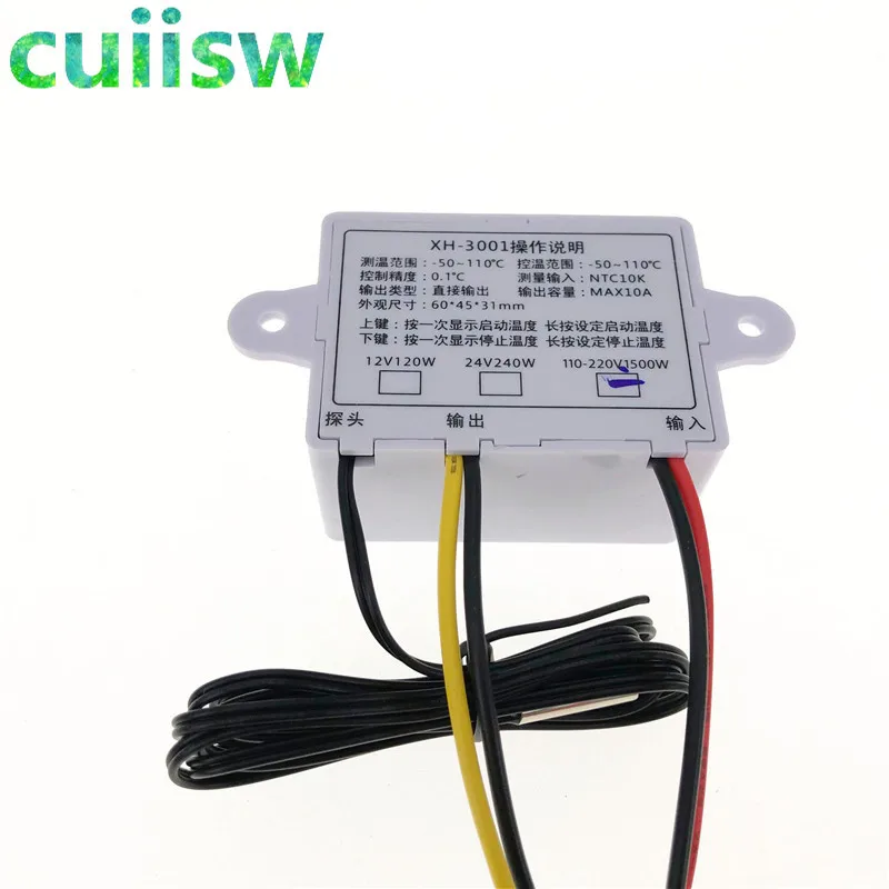 Регулятор температуры XH-W3001 12-220 В цифровой светодиодный регулятор термометр