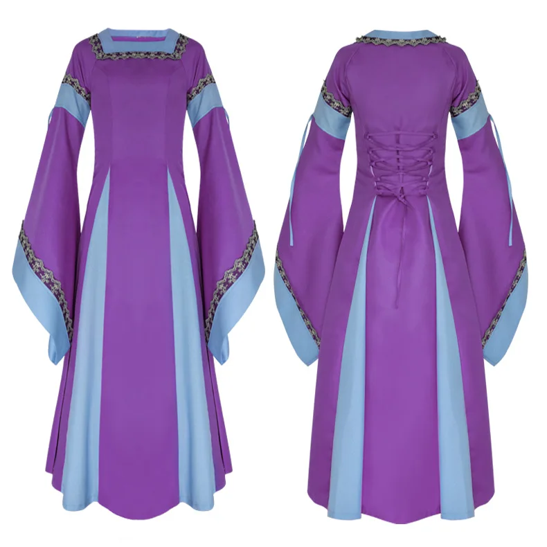 Женское платье в пол с длинными рукавами-пагода готические платья средневековом