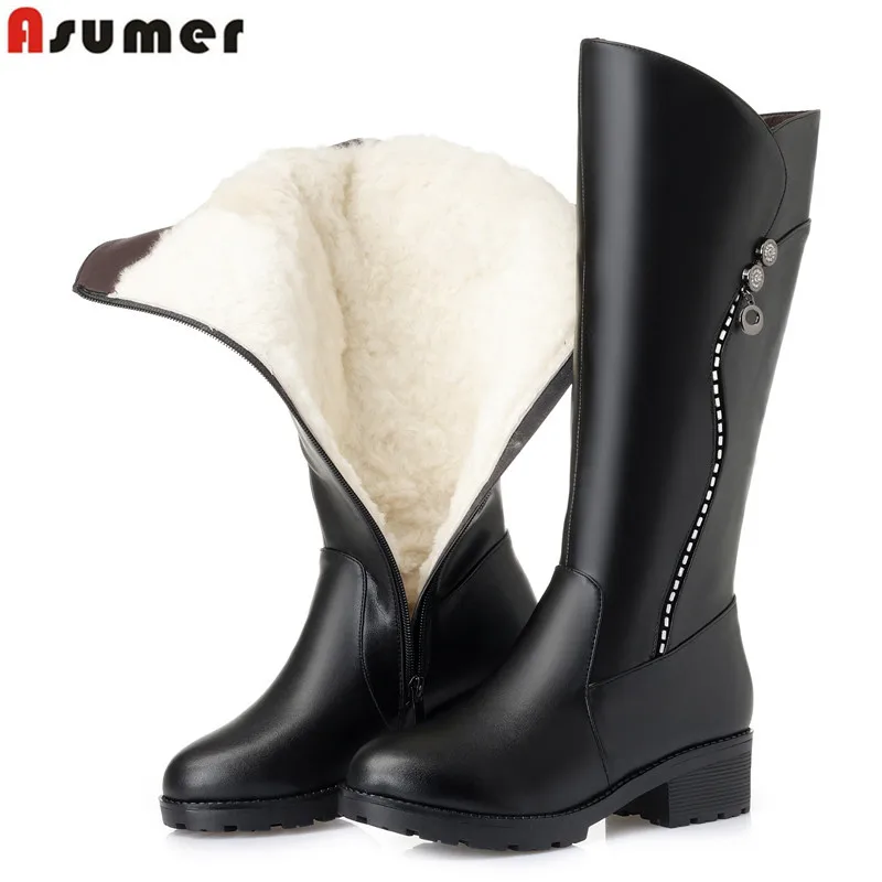 ASUMER Plus size 35-43 Snow boots high quality pu+ genuine leather boots women thick fur wool ladies knee high boots female
ASUMER Plus size 35-43 Snow boots high quality pu+ genuine leather boots women thick fur wool ladies knee high boots female