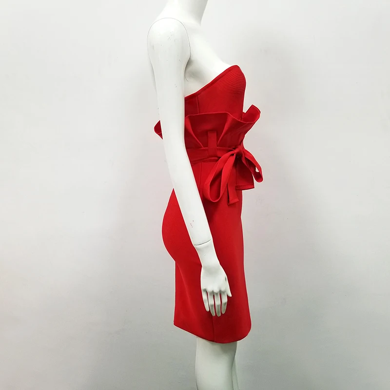 Women Elegant Strapless Red Ruffle Bodycon Bandage Dress 2019 Sexy Summer Backless Clubwear Celebrity party Vestidos Wholesale
Women Elegant Strapless Red Ruffle Bodycon Bandage Dress 2019 Sexy Summer Backless Clubwear Celebrity party Vestidos Wholesale