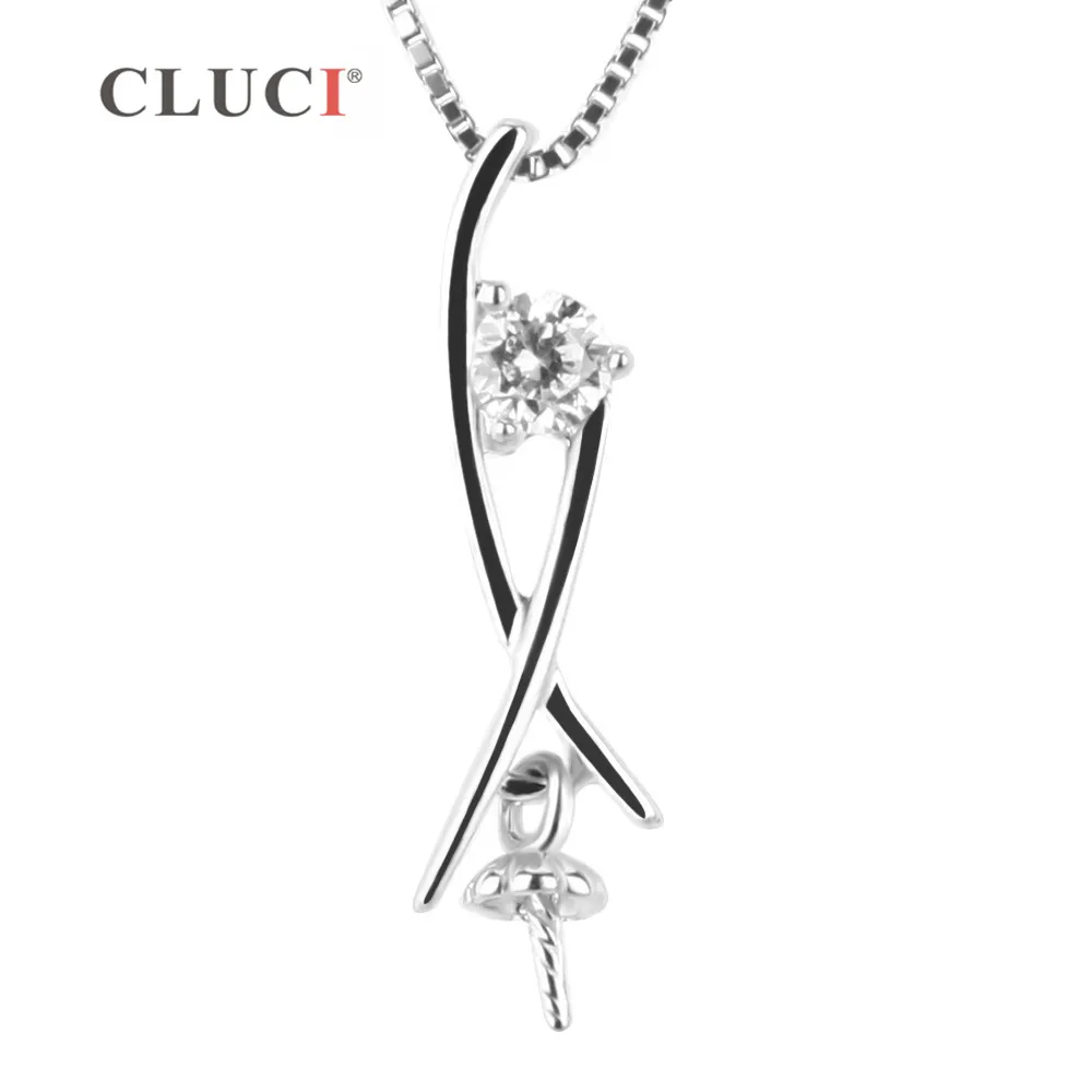 CLUCI Silver 925 Simple Twisted Designed Zircon Pearl Pendant Mounting Jewelry for Women SP131SB 
CLUCI Silver 925 Simple Twisted Designed Zircon Pearl Pendant Mounting Jewelry for Women SP131SB