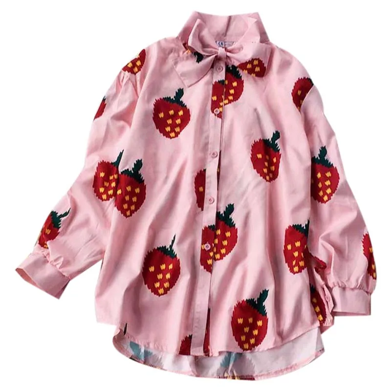 College Style Shirt Fresh Loose Strawberry Print Bow Spring Cute Female Student Lolita Long Sleeve Shirt
College Style Shirt Fresh Loose Strawberry Print Bow Spring Cute Female Student Lolita Long Sleeve Shirt